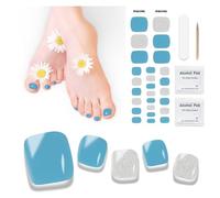 Semi Cured Gel Pedicure Strips,26 PCS Gel Nail Strips Works with Any UV Light, Salon Quality Gel Nail Stickers，Easy to Apply & Remove