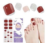 Semi Cured Gel Pedicure Strips,26 PCS Gel Nail Strips Works with Any UV Light, Salon Quality Gel Nail Stickers,Easy to Apply & Remove