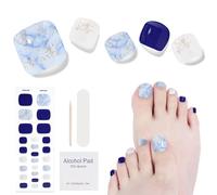 Semi Cured Gel Pedicure Strips,26 PCS Gel Nail Strips Works with Any UV Light, Salon Quality Gel Nail Stickers,Easy to Apply & Remove