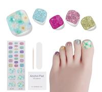 Semi Cured Gel Pedicure Strips,26 PCS Gel Nail Strips Works with Any UV Light, Salon Quality Gel Nail Stickers,Easy to Apply & Remove