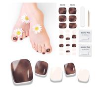 Semi Cured Gel Pedicure Strips,26 PCS Gel Nail Strips Works with Any UV Light, Salon Quality Gel Nail Stickers,Easy to Apply & Remove