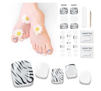 Semi Cured Gel Pedicure Strips,26 PCS Gel Nail Strips Works with Any UV Light, Salon Quality Gel Nail Stickers,Easy to Apply & Remove