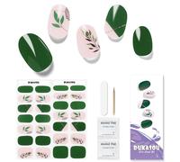Semi Cured Gel Strips, 28 pcs Work with Any UV Lamp, Long Lasting Stickers Full Wraps, Salon Quality, Easy to Apply (Leaves Green)