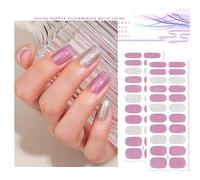 Semi Cured Gel Strips Adhesive Art Stickers Lasting Glitter Wraps Sticker with Nail File Semi Cured Gel Nail Wraps Glitter, Green