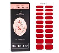 Semi Cured Nail Strips, 20 PCS Nail Stickers Full Wraps for Salon-Quality Nails at Home, Works with Any UV Lamp, Easy to Apply, Shape & Remove (20, Red)