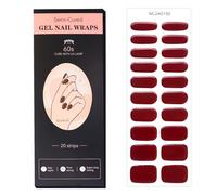 Semi Cured Nail Strips, 20 PCS Nail Stickers Full Wraps for Salon-Quality Nails at Home, Works with Any UV Lamp, Easy to Apply, Shape & Remove (20, Cherry Red)