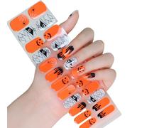 Semi Cured Nails Polish Wraps Halloween Stickers Glow in Dark Gels Strips Art Decoration Halloween Polish Strips Gels Stickers