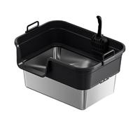 ＡＷＨＡＯ Semi-enclosed Cat Litter Box, Open Bowl with Litter, High Rim, Guard, Stainless Steel, PP Material for Cats, Black