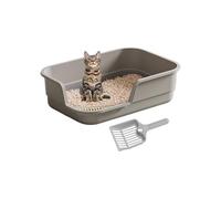 Semi Enclosed Cat Litter Tray Box, Large Cat Litter Box With Scoop Anti-Splashing Cats Toilet For Cats Kitten Rabbits And Guinea Pig, Easy To Clean, 49x13cm