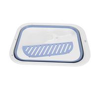 Semi Enclosed Foldable Cat Litter Box, Splash Proof Kitten Toilet with Detachable Pedal and Litter Scoop, Space Saving Foldable Cat Potty Pan for Indoor Cats and Small Pets, Made o (Blue)