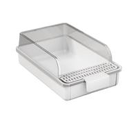 Semi-Enclosed Self Cleaning Cat Litter Box High-Sided Open-Top Litter Pan Pet Toilet Easy-Clean for Animal Litter Tray(Wei)