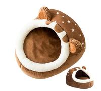 Semi-Enclosed Warm Cat Cave Bed - Insulated Pet Nest with Cushion | Plush, Sponge, and PP Cotton Material Featuring a Detachable Cushion and Non-Slip Base Built for Indoor Cats and Puppies