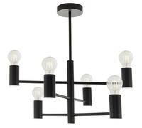 Semi Flush Ceiling Lamp Matt Black 6x Bulb Multi Light Industrial Urban Pendant