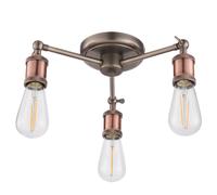 Semi Flush Ceiling Light Aged Copper 3 Lamp Adjustable Vintage Hanging Pendant