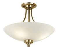 Semi Flush Ceiling Light Antique Brass Glass 3 Bulb Feature Lamp Holder Fitting