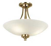 Semi Flush Ceiling Light Antique Brass Glass 3 Bulb Feature Lamp Holder Fitting