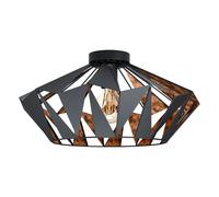 Semi Flush Ceiling Light Black & Copper Geometric Shade 1 x 60W E27 Bulb