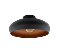 Semi Flush Ceiling Light Black & Copper Round Shade 1 x 60W E27 Bulb Feature Loops Copper One Size