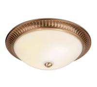 Loops Semi Flush Ceiling Light Brass & Frosted Glass Round Traditional Lamp & Rose in Clear Loops Clear