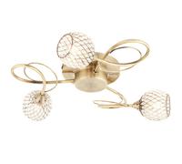 Loops Semi Flush Ceiling Light Brass Glass Beads 3 Bulb Hanging Pendant Lamp Shade in Clear Loops Clear