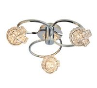 Semi Flush Ceiling Light Chrome & Crystal Knott 3 Lamp Hanging Feature Pendant