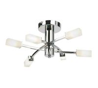 Semi Flush Ceiling Light Chrome & Glass 6 Bulb Square Shade Dimmable Pendant
