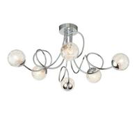 Semi Flush Ceiling Light Chrome Wire Shade 6x Lamp Adjustable Hanging Pendant