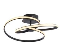 Semi Flush Ceiling Light Fitting - Textured Black & White Diffuser - LED Tape