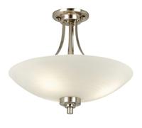Semi Flush Ceiling Light Satin Chrome Glass 3 Bulb Feature Lamp Holder Fitting