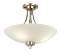 Semi Flush Ceiling Light Satin Chrome Glass 3 Bulb Feature Lamp Holder Fitting