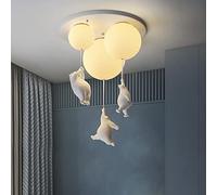 Semi Flush Mount Ceiling Light, Cute Chandelier with Cream Glass Shade 3 Bulbs Balloon Polar Bear Design Pendant Light Ceiling lamp for Nursery Kids Room Dining Living Room Bedroom, 19.5"