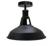 Semi Flush Mount Ceiling Light E27 Base 28cm Black Metal Lamp Shade