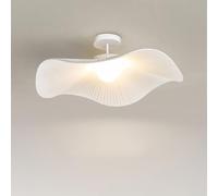 Semi Flush Mount Ceiling Light Fixture, 12W Modern Led Chandelier Light Fixture with Pleated Fabric Shade, White Hanging Lamps for Bedroom Living Room Dining Room Kitchen Hallway, JYLSSKUK, 3 Color