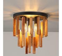 Semi Flush Mount Ceiling Light Fixture Rustic Wooden Chandelier Retro Ceiling Lamp Oak for Farmhouse Entryway y Bedroom Dining Room Livingroom
