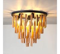 Semi Flush Mount Ceiling Light Fixture Rustic Wooden Chandelier Retro Ceiling Lamp Oak for Farmhouse Entryway y Bedroom Dining Room Livingroom