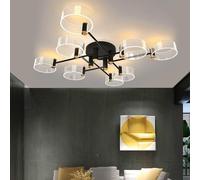 Semi Flush Mount Ceiling Light Modern 120W Dimmable LED Pendant Light 12 Rings Ceiling Lamp for Living Room Dining Room Bedroom(8 Rings 70W)
