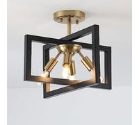 Semi-Flush Mount Ceiling Light - Modern Industrial Light Fixture Black and Gold,4-Light Candelabra Lighting Ceiling Lamp for Kitchen Foyer Entryway Hallway Bedroom Closet
