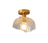 Semi Flush Mount Ceiling Light with Glass Shade, Brass Indoor Close to Ceiling Light Fixture, Mid Century Modern Vintage Ceiling Lamp for Bedroom Hallway Entryway Kitchen