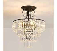 Semi Flush Mount Crystal Ceiling Lamp Modern Luxury E12 X 9 Lights Round Ceiling Lighting 3-Color Dimmable Crystal Lights for Living Room Bedroom Kitchen Kitchen