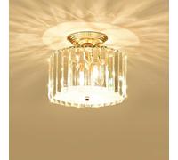 Semi Flush Mount Decoration Ceiling Light Fixture Crystal Hallway Close to Ceiling Light d Drum Shade Dimmable LED Chaner,Chaners