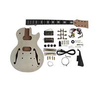 Semi Hollow DIY Guitar Kit LPSH Mahogany Semi hollow Body with Flamed Maple Veneer Gold Fittings No Soldering By Coban Guitars (Gold fittings)