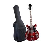 Semi Hollow Trapezoidal Bridge And Gig Bag Included Professional Jazz Electric Guitar Standard Electric Guitar(Red)