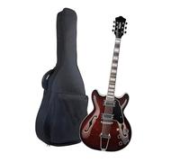 Semi Hollow Trapezoidal Bridge And Gig Bag Included Professional Jazz Electric Guitar Standard Electric Guitar(Brown)
