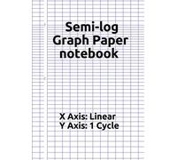 Semi log Graph Paper notebook A4: X Axis linear / Y Axis 1 Cycle/100 Pages / A4 Format/blu color