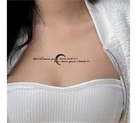 Semi-permanent Herbal Tattoo With Crescent Moon Shape On The Collarbone, Non-reflective And Won't Rub Off. Long-lasting For 2 Weeks. Fake Tattoos