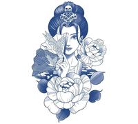 Semi-permanent tattoos,2 sheets Waterproof Geisha Temporary Tattoo for Men Women Adults,3D Realistic Tattoos Half Sleeve Temporary Tattoos