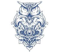 Semi-permanent tattoos,2 sheets Waterproof Owl Temporary Tattoo for Men Women Adults,3D Realistic Tattoos Half Sleeve Temporary Tattoos