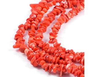 Semi Precious Beads Crystal Energy Stone with Natural Healing Power- Premium Genuine Orange Coral Gemstone 20x6-14x4mm Nugget Chips 16" Strand Beads for Jewellery Making- AqBeadsUk