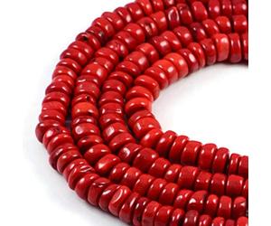 Semi Precious Beads Crystal Energy Stone with Natural Healing Power- Premium Genuine Semi Precious Beads Red Coral 10-18x6mm Rondelle Gemstone 15" Strand Beads for Jewellery Making- AqBeadsUk