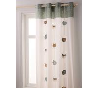 Semi-Sheer Curtain with Eyelets & Animals Print, Green Forest sage green